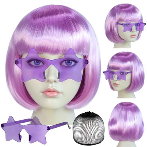 BEKIDER Parrucca Bob Viola Chiaro Parrucca Colorata