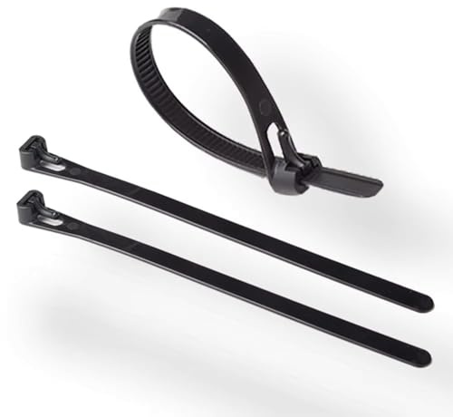 LEDSone 100 Pack of 200mm x 3.6mm Reusable Cable Ties, Heavy Duty with 40lbs Tensile Strength Black Releasable Adjustable Cable Ties, 10 Premium Tie Wraps, Strong Nylon Zip Ties (3.6mmx200mm Black)