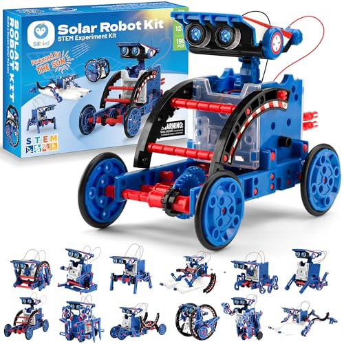 Sillbird Robot Solare,12 in 1 STEM Robot Giochi di Costruzione, Scienza Educativa Kit di Costruzione Giocattoli, Regalo Fai da te per Ragazzi 8-12 Anni (190 Pezzi)