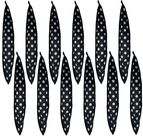 Lot de 12 bigoudis sans chaleur en éponge, pour cheveux longs et courts, dormir dans des bigoudis, outils de coiffure rétro à pois, oreiller naturel et boucles douces (noir)