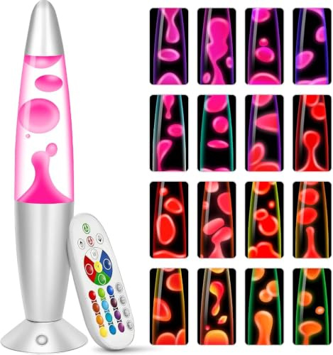 KIKILIVE lavalampe kinder mit farbwechsel lavalampen Erwachsene 17 farben Nachttischlampen LED Nachtlicht entspannende ideal für Schlafzimmer, Wohnzimmer, Home Decor