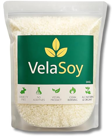 VelaSoy UK 1KG Premium Soy Wax White Flakes, 100% Natural, Vegan Cruelty Free, Organic - Candle Making Container Candles Wax Melts SOYA Wax No additives, Harmless and Pure (1KG)