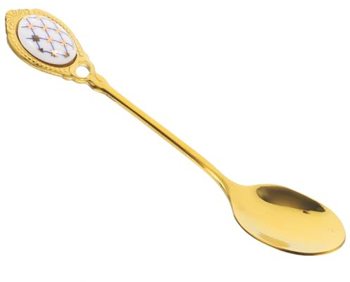 Toyvian Cucharas de Café de Oro Pequeñas Diseño de Relieve, Acero Inoxidable, para Mezclar y Servir Espresso, Uso en Cocina y Fiestas, Cucharadita Única Elegante