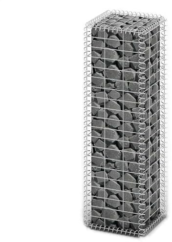 Mokuyary Panier de Gabion avec Couvercle Fil Galvanisé 100x30x30 cm Cages à Pierres, Bordure de Jardin Clôture de Jardin Grille de Gabion pour Extérieur, Terrasse, Arrière-Cour, Pelouse