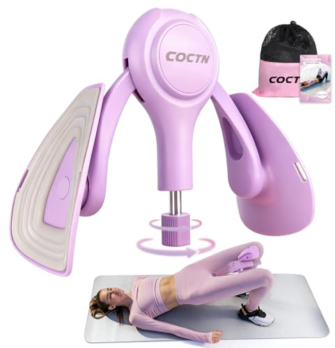 Thigh Trainer for Women, 15-70LB Adjustable Resistance Inner Thigh Exerciser for Pelvic Floor Muscle Repair, Thigh Workout Kegel Exercise Equipment for Shaping, Yoga & Weight Loss at Home Gym -Purple