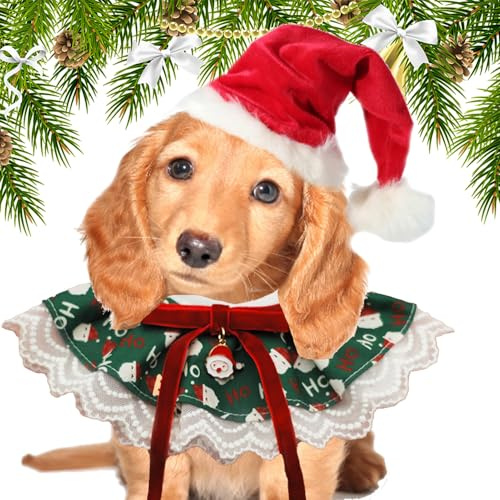 Jul hundhalsdukar, hundhalsdukar jul – julhundhalsdukar, justerbara hundkatter, söt, andningsbar husdjurshalsduk av spets, vändbart husdjurstillbehör