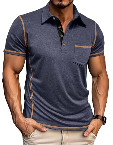 Herren Poloshirt Kurzarm Aus Jersey Mit Knopfleiste Und Brusttasche Körpernaher Freizeit Business