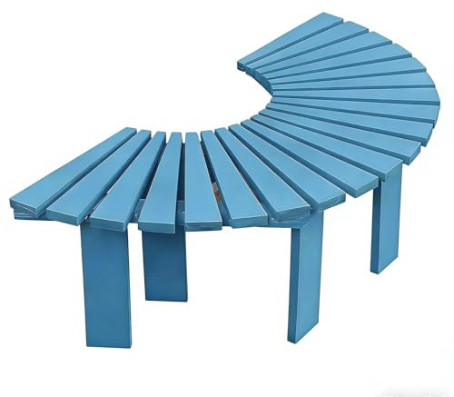 Bancos de exterior blancos, verdes y azules, banco envolvente para árbol para patio al aire libre, jardín, porche, banco curvo, bancos de parque semicirculares de madera(Light blue,Half Round)