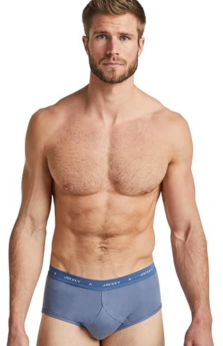 Jockey Men's UK Classic Cotton Rib Y-Front Brief - 3 Pack, Indigo Mix, 40