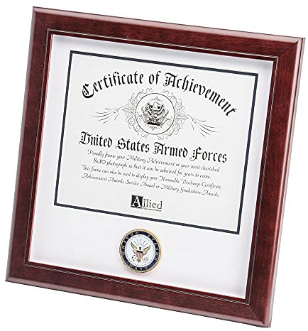 Allied Frame US Navy Certificate of Achievement Picture Frame with Medallion - 8 x 10 Inch Opening