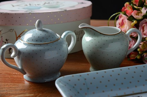 Katie Alice Cupcake Couture Porcelain Sugar and Creamer Jug in Hat Box
