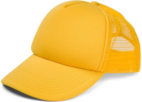 styleBREAKER nätkeps med 5 paneler, truckerkeps, baseballkeps, justerbar, unisex 04023007, Guldgul, En Storlek