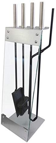 Metrox 99010 Kaminbesteck Lugano (4-tlg, besteht aus Feuerhaken, Schaufel, Besen, Zange; aus Carbon-Stahl, Maße 20x20x66 cm)