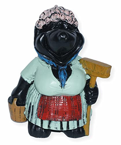 JS Garten Deko Dekorationsfigur Dekofigur Gartenfigur Maulwurf Putzfrau H 30 cm stehend mit aus Kunstharz