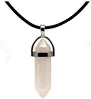 Esotérisme-lithothérapie- Pierre & Minéraux- Pendentif Bâton 6 Facettes en Quartz Rose