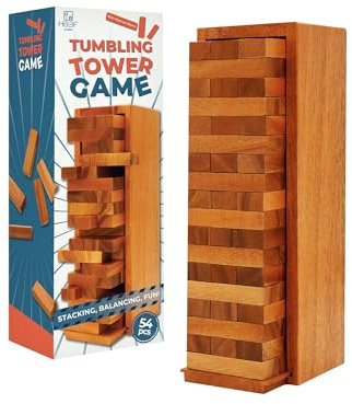 BSIRI Wooden Tumbling Tower Family Game for Senior and Adult and Classic Stacking Party Block for Challenging Your Skills Wood Stack Towers Wooden Board Seniors Games for Adults
