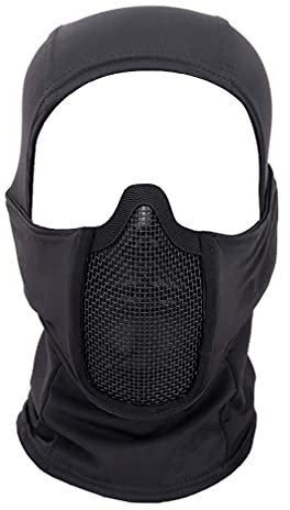 Equipaggiamento tattico Passamontagna traspirante Maschera a rete Stile ninja Maschera softair integrale Maschera antivento Ciclismo Cappuccio Scaldacollo Balaclava