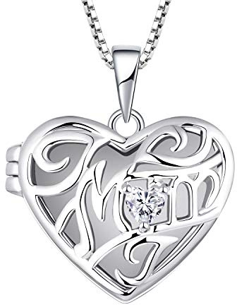YL Collana con medaglione a cuore Collana in argento 925 con lettera mamma e foto con ciondolo per donna Mamma, catena 45 + 3 cm