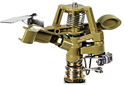 Ribimex Irrigatore a Battente Senza Puntale, in Metallo, con Settore Regolabile 0-360°, Copertura fino a 400 m², Pressione 1-4 Bar, Ideale per Giardini, Prati e Aree Verdi - PRA/AB.1412
