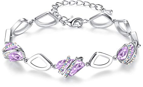 Leafael Festa della Mamma Pietra dei Desideri Bracciale Donna Argento o Oro Rosa con Cristalli Curativi Gioiello Anallergico con Scatola Regalo Estensore Catena 7+2 Pollici
