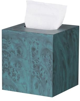 HOUSE DIARY Quadratischer Taschentuchbox aus Metall, moderner Taschentuchhalter für Badezimmer, Schlafzimmer, Kommoden, Nachttische, Schreibtische, Büros (tiefes Smaragdgrün)