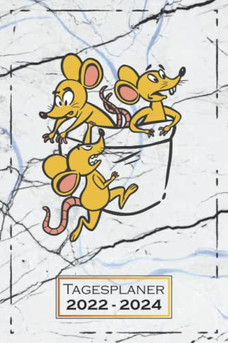 Tagesplaner 2022-2024: Maus, Tiere | A5 (6x9) | von Juli 2022 bis Juni 2024 | Softcover | 1 Woche auf 2 Seiten | mit Monatsübersicht & Kontakttabelle | Fun | qd3