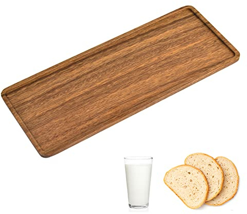 SCHYIDA Holztablett Serviertablett Holz Holztabletts Deko Holz Tablett 30cm * 12cm * 1.1cm Tablett Serviertablett aus Nussbaum Holz Serviertablett Bambus Tablett für Kerzen, Snacks, Kleinigkeiten