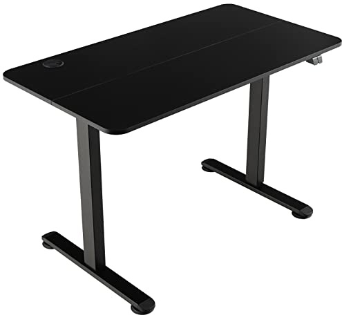 COSTWAY Electric Height Adjustable Standing Desk, Ergonomic Sit Stand Desk with Controller, Anti-Collision Function and Splicing Top, Home Office Stand Up Computer Workstation, 110x60cm (Black)