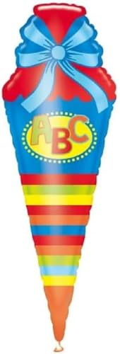 Amscan - Super Shape Folienballon Schultüte, 25 x 76 cm, Helium Ballon, Einschulung Deko, Schulanfang