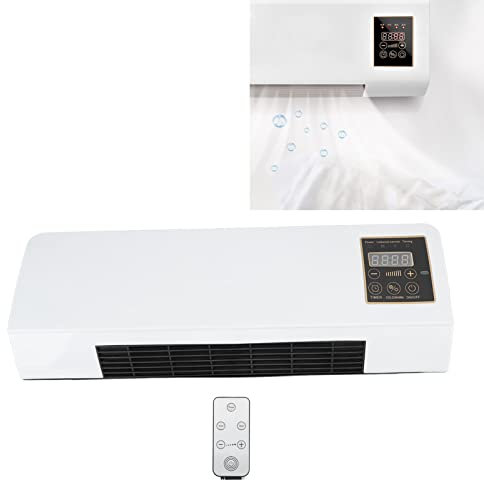 YUYTE Condizionatore d'Aria a Parete Piccola con Telecomando,Mini Condizionatori d'Aria, Ventilatore Caldo Portatile Montato a Parete per Bagno Camera da Letto Bianco