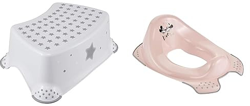 keeeper Stars Tritthocker, Ab ca. 3 bis ca. 14 Jahren, Anti-Rutsch-Funktion, Tomek, Weiß & Minnie Kinder-Toilettensitz, Ab ca. 18 Monate bis ca. 4 Jahre, Anti-Rutsch-Funktion, EWA, Nordic Pink