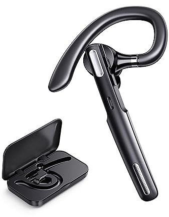 ICOMTOFIT Bluetooth Headset, Wireless Bluetooth Earpiece V5.0 Hands-Free Earphones with Built-in Mic for Driving/Business/Office, Compatible with iPhone and Android (Black)
