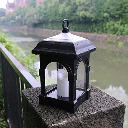 MODEBHD Vela de columpio solar al aire libre de estilo europeo Luz de viento Luces de vela de jardín IP44 Lámpara de columna impermeable para jardín Lámpara de columna de jardín Lámpara colgante