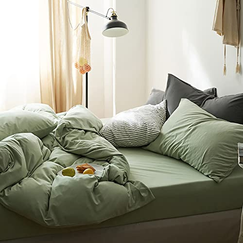 AShanlan Bettwäsche 135x200 2teilig Salbeigrün 1 Bettbezug 135 x 200 cm + 1 Kissenbezug 40x80 cm ÖKO-TEX Grün Mikrofaser Duvet Cover Bettwäsche-Sets mit Reißverschluss