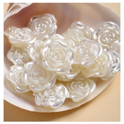 Wisafory 200 Stück Weiße Perlen Blumen Schmuckperlen zum Basteln Kunstperlen Ohne Loch Bastelperlen Lose Blumenperlen Kleine Flower Beads Plastikperlen für DIY Schmuckherstellung 12MM