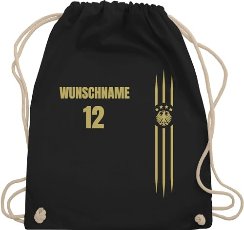 Turnbeutel Rucksack - 2026 Fussball WM Fanartikel - Deutschland Name und Nummer - Unisize - Schwarz - deutschland-fanartikel em fußball germany beutel fußball. deutsch sportbeutel
