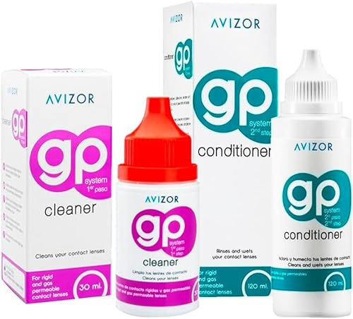 Avizor GP Cleaner 30 ml + GP Conditioner 120 ml - Sparpaket - Täglicher Reiniger und Conditioner für Harte Gasdurchlässige Kontaktlinsen | Entfettend und Befeuchtend | Komplettes Reinigungsset