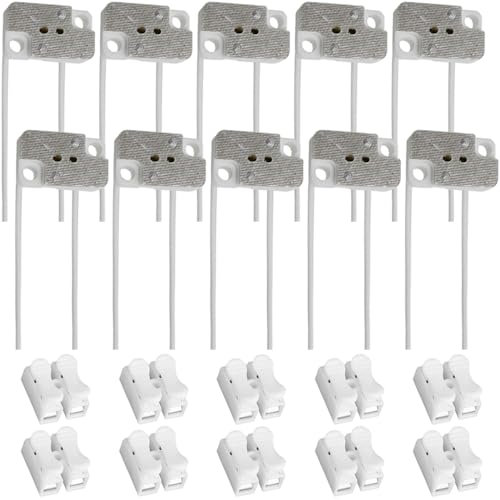 Xiatiaosann G4 GX5.3 portalampada, lampadine a LED zoccolo rettangolare in porcellana per MR16 MR11 LED CFL lampadine alogene con cavi da 15cm/6”, con connettori per fili (10 pezzi)