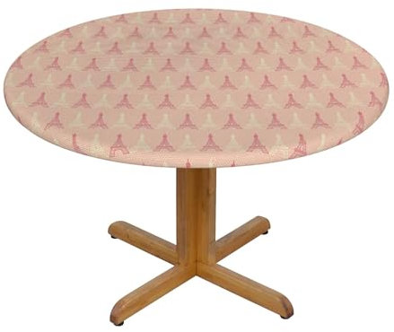 Runde Tischdecke mit Eiffelturm-Muster in sanften Farben, Bedruckt mit Frankreich, Durchmesser 138 cm, dekorativer Tischschutz für Küche, Esszimmer, Partys, Hochzeiten, Picknicks