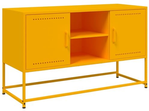 vidaXL Mobile TV Giallo Senape 100,5x39x60,5 cm in Acciaio, Supporto TV, credenza TV, Mobile HiFi, Mobile Porta TV, Porta TV, Mobile multimediale