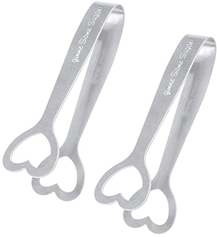 Eiszange Edelstahl Mini Zuckerzange Candybar Candybar Zangen Süßigkeiten Zange Kleine Servingzange Vorspeisen Zangen für Küche Bar Kaffee Tee Party (2 Stück)