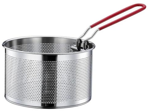 Nxyupv 1 Panier de Friture, Panier à Pâtes, Panier de Friteuse en Acier Inoxydable pour Casserole, Panier de Tamis Alimentaire Rond 18 cm