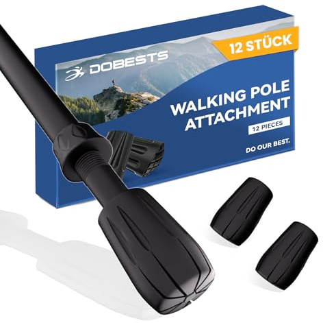 DOBESTS Walking Stöcke Gummipuffer 12 Stück, Wanderstöcke Aufsätze Profi Gummifuß Wanderstock Aufsatz Set Nordic Walking Stöcke, Gummipuff Pads für Trekkingstöcke