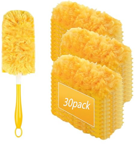 Staubtücher Reinigungsstaub Staubtuch Nachfüllung, 30 Stück 360° Nachfüllpack für Swiffer Staubmagnet mit 1 Griff, Einweg Staubwedel, StaubfäNger-Reinigungswerkzeug FüR Zuhause, BüRo, Schule