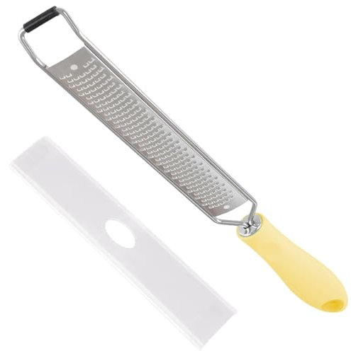 Rallador de limón de metal – Rallador de queso de mano plano, ideal para grandes tareas | Rallador de queso portátil con funda protectora para queso, limón y ajo