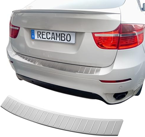 Recambo | Protector de Parachoques Trasero | Compatible con BMW X6 | E71 E72 | 2008-2014 | Acero Inoxidable Mate | Protección Borde de Carga