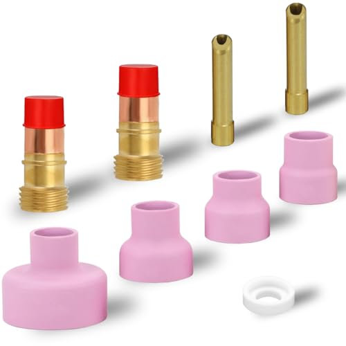 EATBALE Wedge Chuck(1.6/2.4 mm) Alumina Ceramic Cup Gas Lens(1.6/2.4 mm) Gasket Kit for TIG Welding Torch WP-17/18 / 26 Welding Torch #12#14#16#24 Welding Cups Accessories Equipment