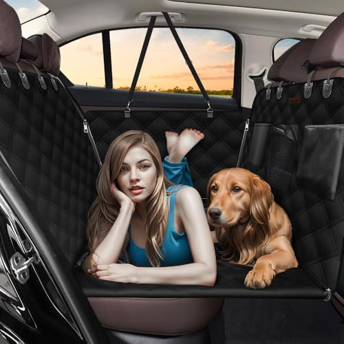 Alfheim Back Seat Extender for Dog,Holds 180Kg,Waterproof Dog Car Back Seat Cover for Rear Seat with Hard Bottom,Upgraded Material Scratch-Resistant Hammock Travel Bed for Cars SUV Truck,Easy to Clean