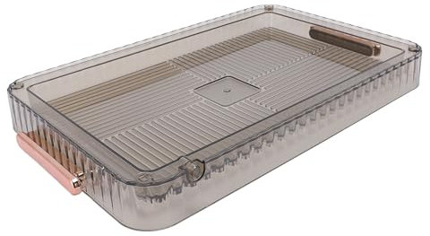 Plateau à thé de Drainage, Plateau à thé de Drainage Portable à la Mode Pratique avec Poignées en Plastique Plateau de Service Transparent Polyvalent de Grande capacité pour