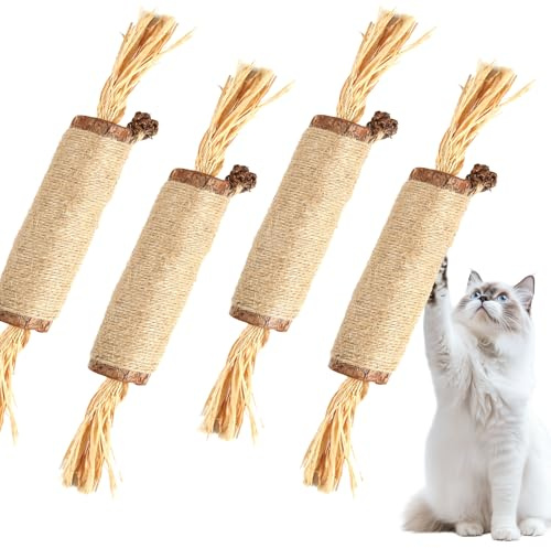 Hnjindong Silvervine - Bastoncini da masticare per gatti, grandi giocattoli per l'igiene dentale dei gattini, giocattoli in materiale naturale per la pulizia dei denti dei gatti e il rilascio dello